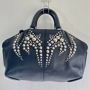 Alexander Wang Black Studded Leather Satchel Black Structured Designer Crossbody